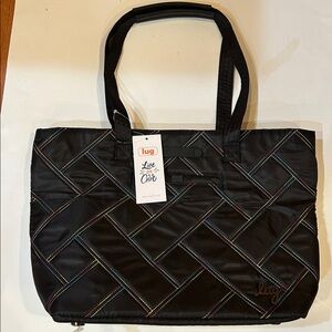 Lug Black Tote with Multicolor Stitching -Skyliner-🎄🎅🎄🎅🎄🎅